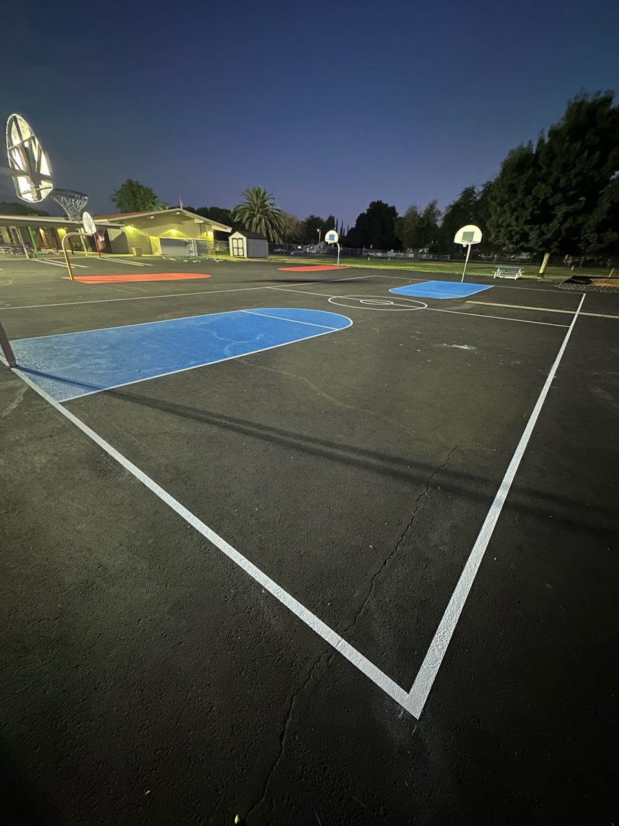 Basketball court at dusk