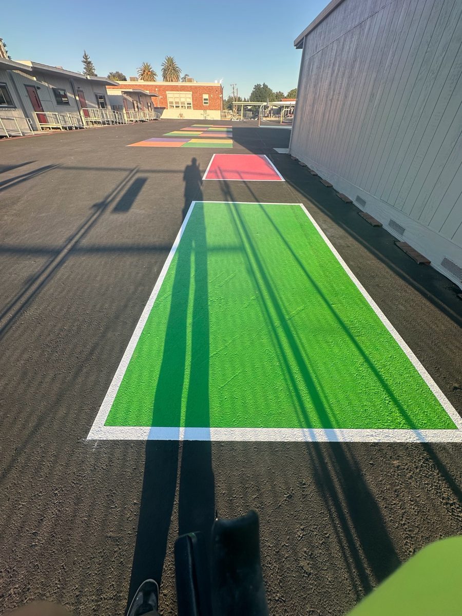 Green and red four-square boxes